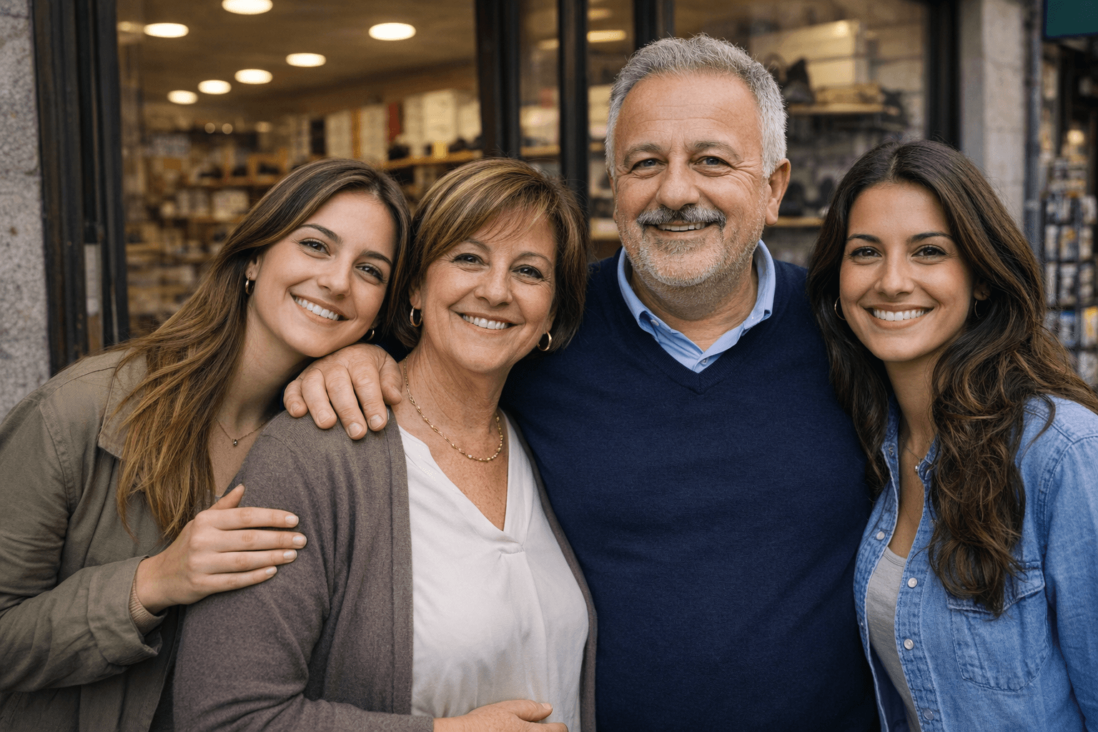 La famiglia MondoCalzature — Giuseppe, sua moglie e le figlie